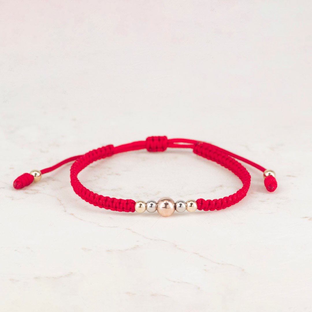 PULSERA TEJIDA 3OROS 4MM X 5MM 5BALIN