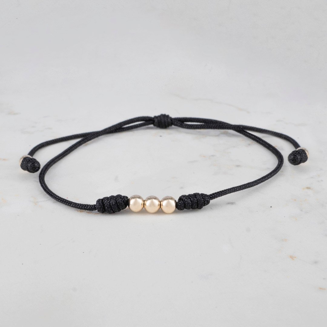 PULSERA TEJIDA LISA 3 BALINES 4MM