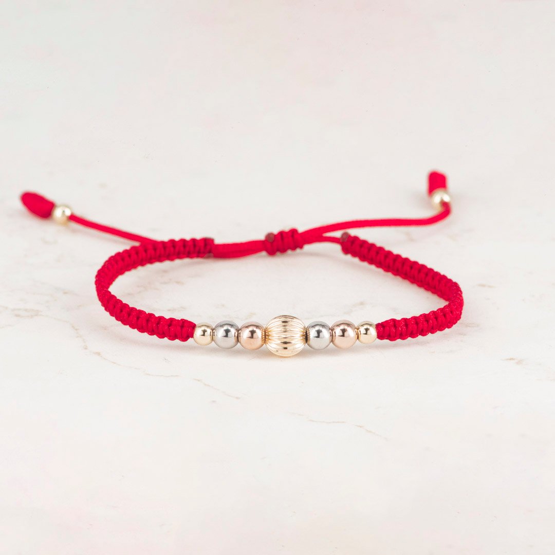 PULSERA TEJIDA 3 OROS 1 BALÍN FRANCÉS 8MM