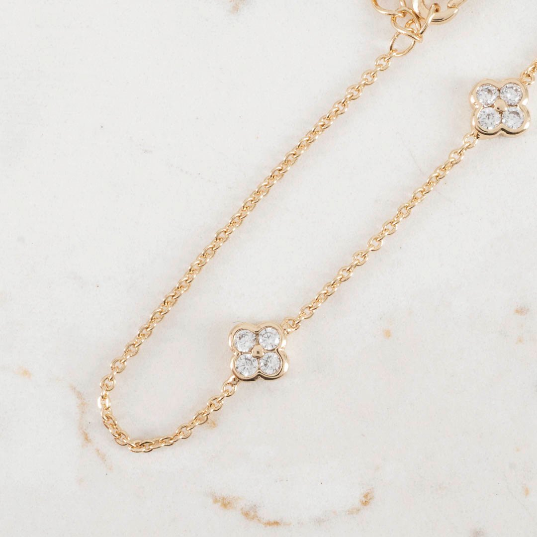 PULSERA AROS TREBOL CIRCONES X3