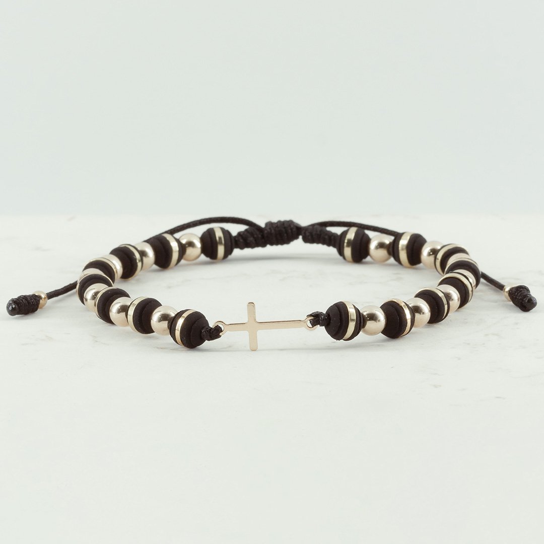 PULSERA BALINERIA CRUZ BALIN DORADO 4MM