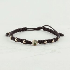 PULSERA BOLA DE FUEGO ESMERALDA 4MM NEGRO