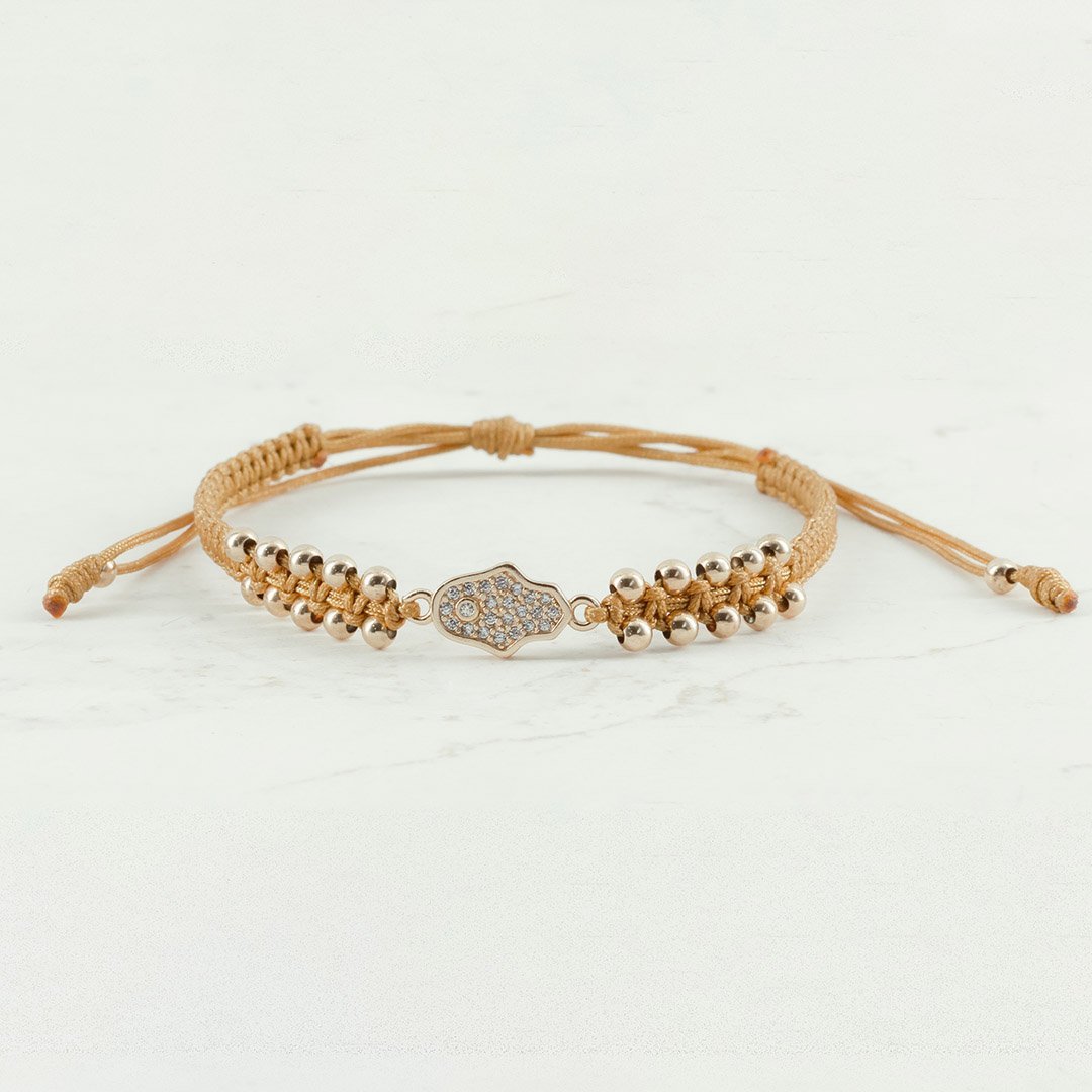 PULSERA MANO HAMSA 4MM