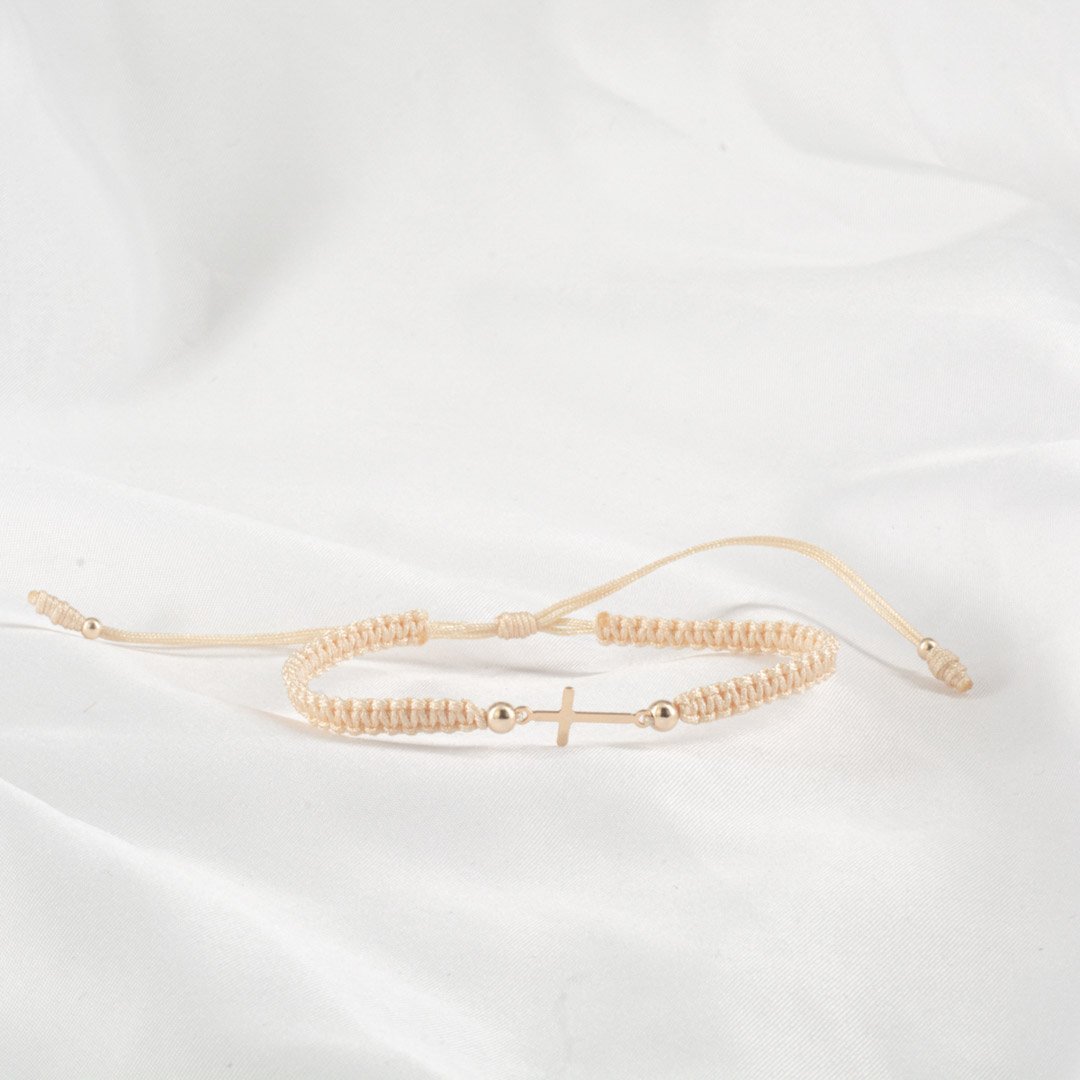 PULSERA CRUZ BALIN LISO 4MM CAFE