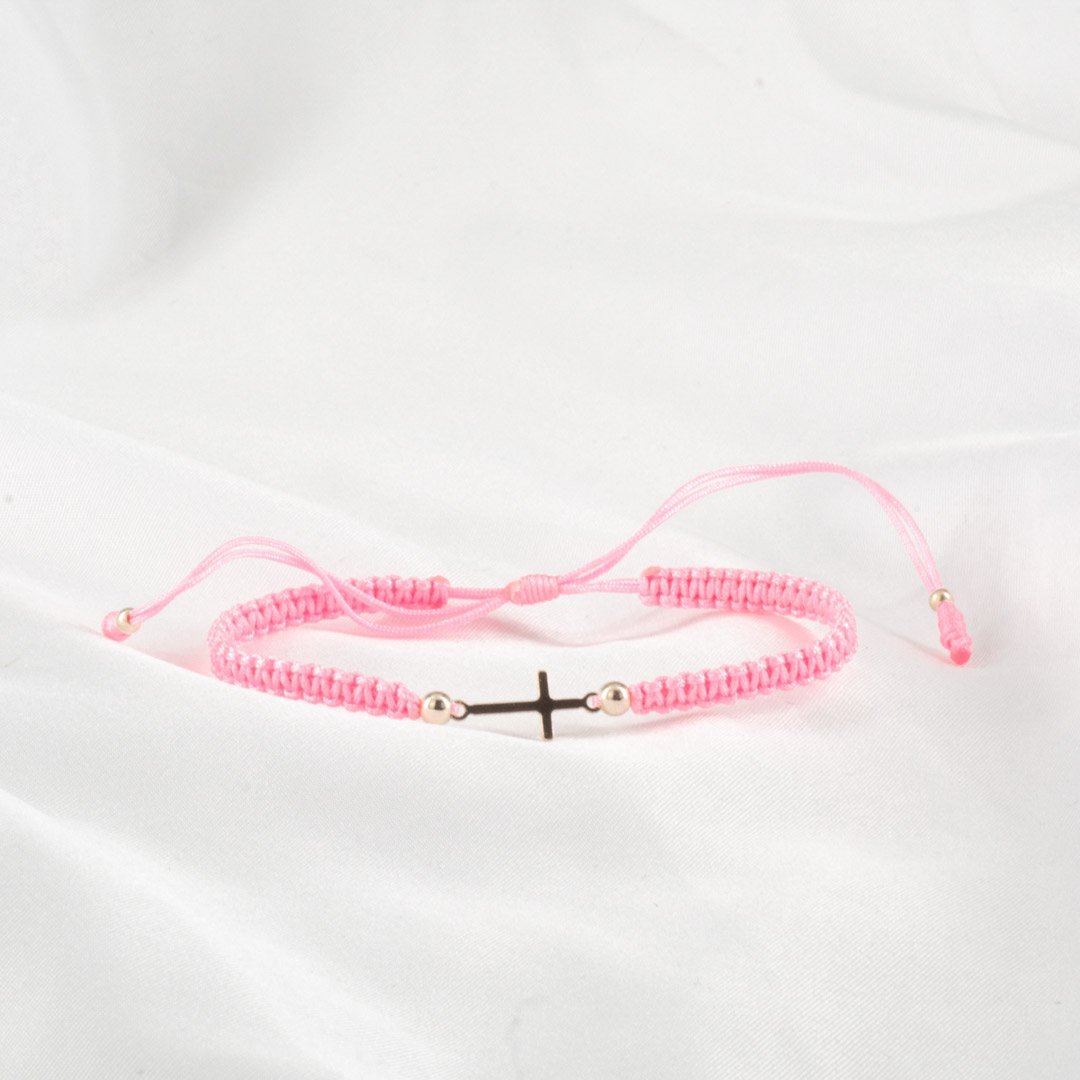 PULSERA CRUZ BALIN LISO 4MM CAFE