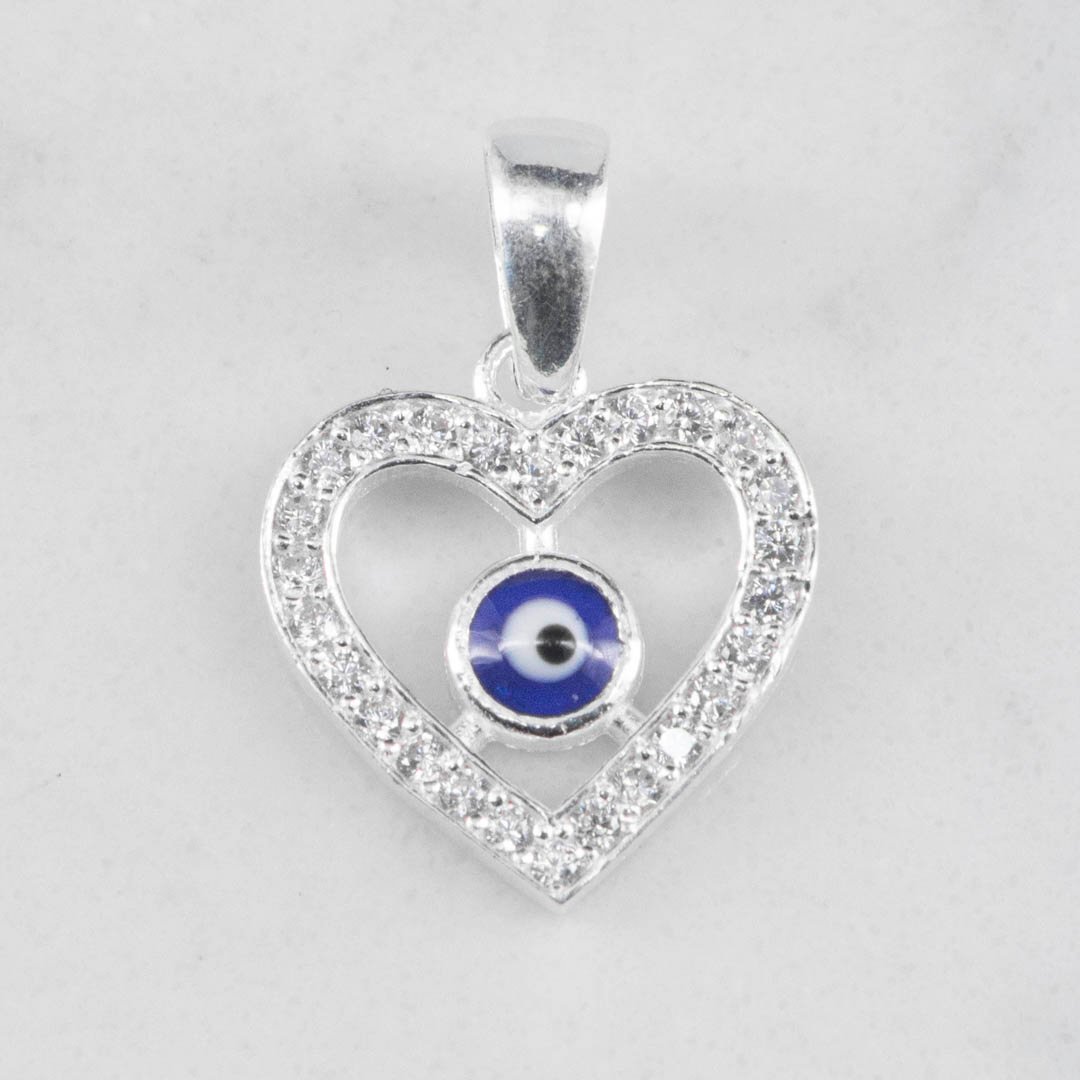 DIJE SILUETA CORAZON OJO TURCO