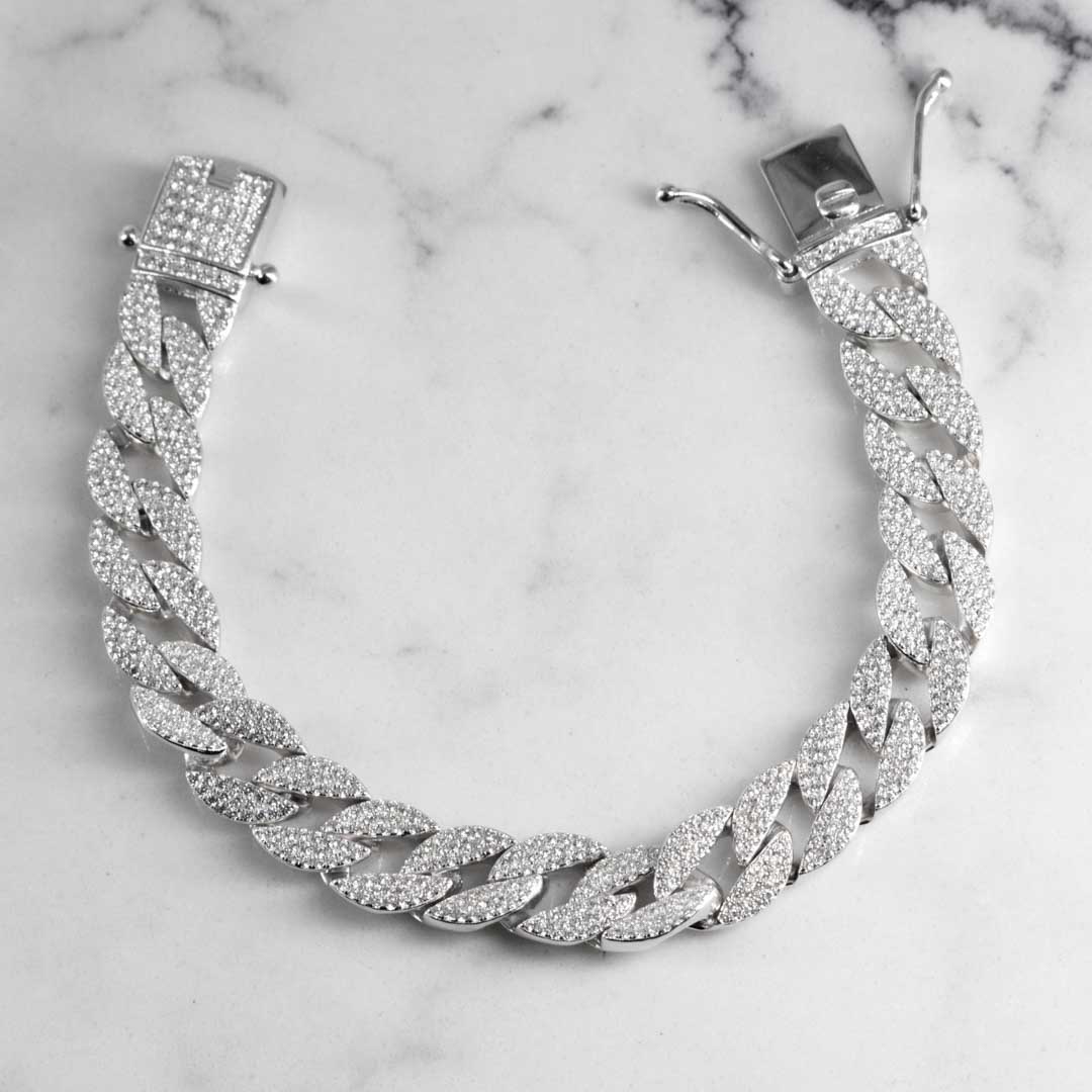 PULSERA CUBANA CIRCONES 10MM- 19CM