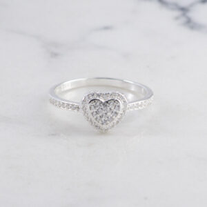 ANILLO CORAZON CIRCON BANDA CIRCONES EN V