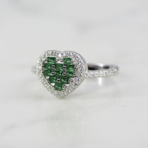 ANILLO CIRCONES CORAZON CIRCONES ESMERALDA